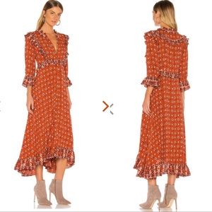 Free People Calico Skies Midi Terracotta Dress